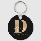 Porte-clés Moderne Monogramme Initiale D & Nom Personnalisé (Verso)