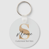 Porte-clés Moderne Monogramme Initiale S & Nom Personnalisé (Recto)