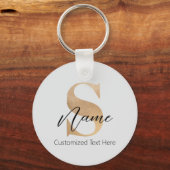 Porte-clés Moderne Monogramme Initiale S & Nom Personnalisé (Recto)