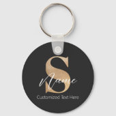 Porte-clés Moderne Monogramme Initiale S & Nom Personnalisé (Verso)