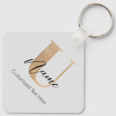 Porte-clés Moderne Monogramme Initiale U & Nom Personnalisé (Dos)