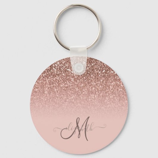 Porte-clés Moderne Paillettes Sequins Ombré Monogramme  (Recto)
