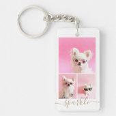 Porte-clés Moderne Personnalisé 4 Photo Collage QR Code (Devant)