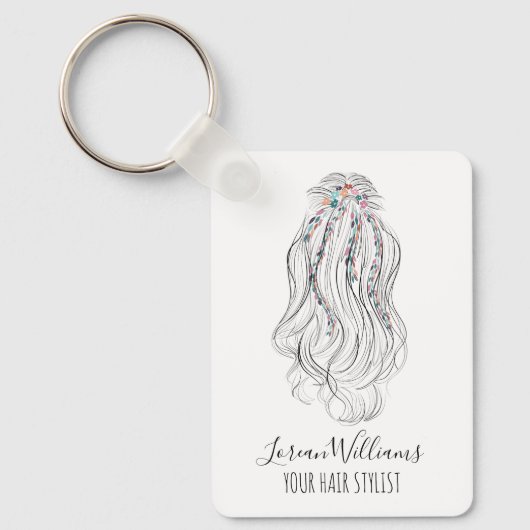 Porte-clés Moderne QR code de coiffeur de mariée aux fleurs s (Recto)