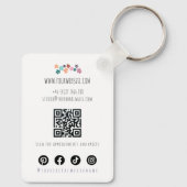 Porte-clés Moderne QR code de coiffeur de mariée aux fleurs s (Verso)