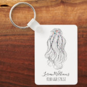 Porte-clés Moderne QR code de coiffeur de mariée aux fleurs s (Recto)