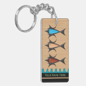 Porte-clés Moderne Rétro - 3 Poissons sur le bois de cerisier (Devant gauche)