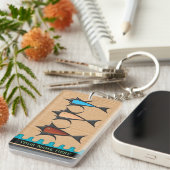 Porte-clés Moderne Rétro - 3 Poissons sur le bois de cerisier (Devant droit)