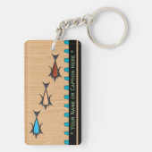 Porte-clés Moderne Rétro - 3 Poissons sur le bois de cerisier (Dos)