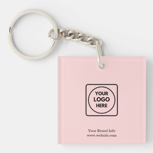 Porte-clés moderne rose blush | Logo d'entreprise (Devant)