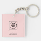 Porte-clés moderne rose blush | Logo d'entreprise (Dos)