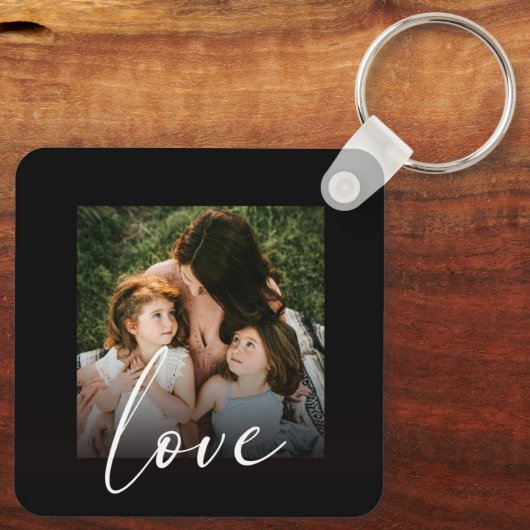 Porte-clés Moderne Script Calligraphie Photo Love Modèle (Verso)