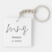 Porte-clés Moderne Script Mariée Futur Mme Nom (Dos)