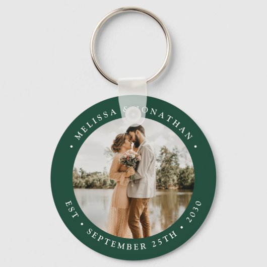 Porte-clés Moderne Simple Emerald Green Photo Mariage Faveur (Recto)