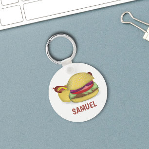 Porte-clés Moderne Simple Hamburger Hotdog Cute Custom