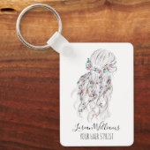 Porte-clés Moderne Style de Cheveux Ondulés Noir Blanc Boho F (Recto)