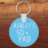 Porte-clés Moderne stylish Name Blue 50 Fabuleux anniversaire (Recto)