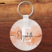 Porte-clés Moderne tendance Peach Fuzz Aquarelle Chic Monogra (Recto)