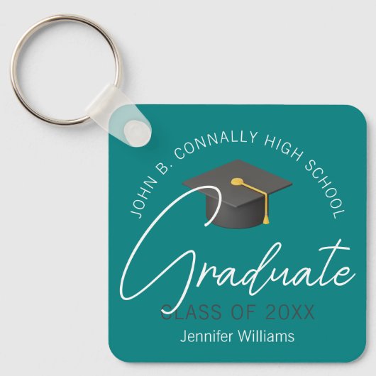Porte-clés Moderne Turquoise Graduate Custom 2025 Graduation (Recto)