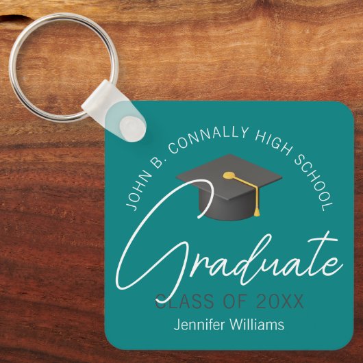 Porte-clés Moderne Turquoise Graduate Custom 2025 Graduation (Recto)