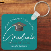Porte-clés Moderne Turquoise Graduate Custom 2025 Graduation (Verso)