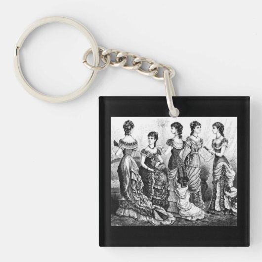 Porte-clés Modes victoriennes noir et blanc (Devant)