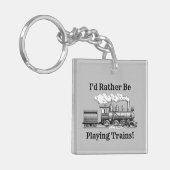 Porte-clés Modifier le texte Je préfère jouer Trains Railroad (Devant gauche)