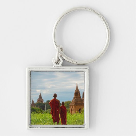 Porte-clés Moines avec des temples anciens (Devant)
