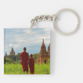 Porte-clés Moines avec des temples anciens (Dos)