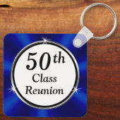 Porte-clés Moins cher, 50 ans Classe Réunion Souvenirs, Bleu (Verso)