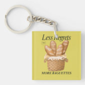 Porte-clés Moins De Regrets Plus De Baguettes Drôle Pain Fran (Devant)