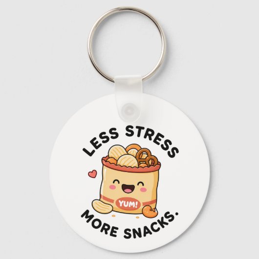 Porte-clés Moins de Stress Plus de Collations Design de Pun N (Recto)