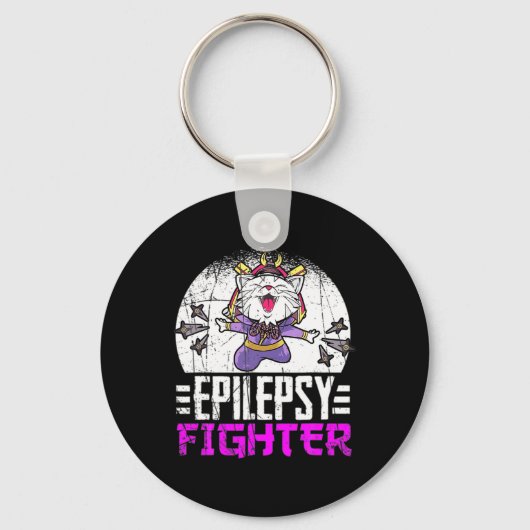Porte-clés Mois de sensibilisation à l'épilepsie Ninja Chat E (Recto)