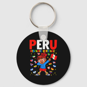 Porte-clés Mois du patrimoine hispanique Pérou Drapeau Fille
