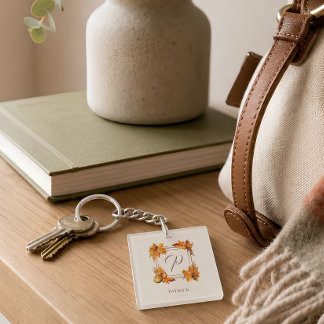 Porte-clés Moisson d'automne Monogramme Personnalisé