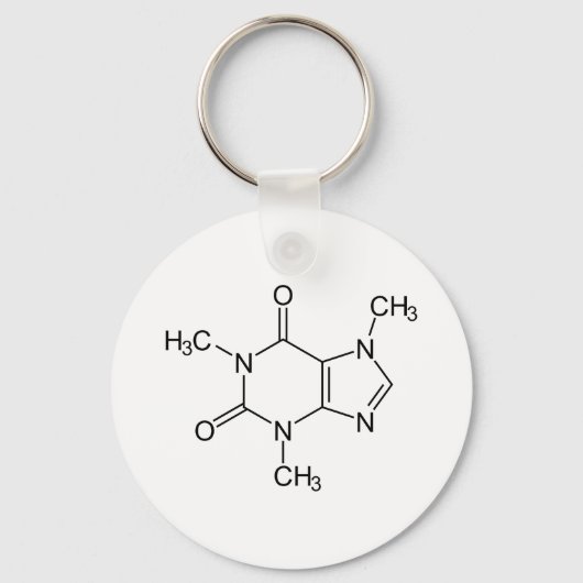 Porte-clés Molécule de caféine Chimie Café Atomes (Recto)