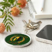 Porte-clés Molon Labe Laurels spartiates sur Forest Green (Côté)