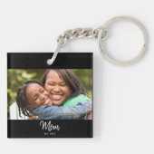 Porte-clés Mom Established Black White Script Photo (Dos)