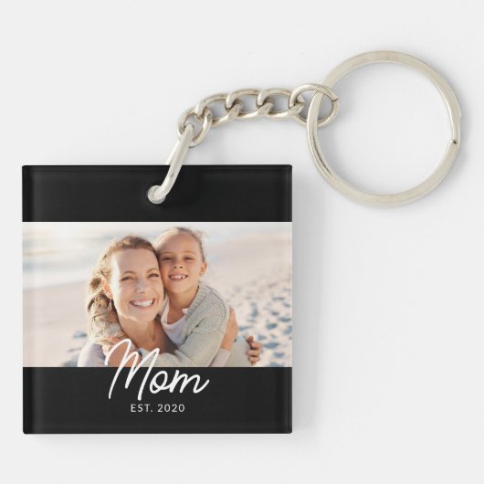 Porte-clés Mom Established Modern Script Photo (Dos)