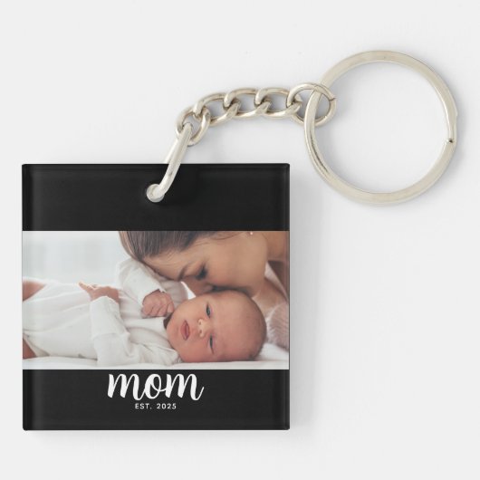 Porte-clés Mom Established Modern Script Photo (Dos)