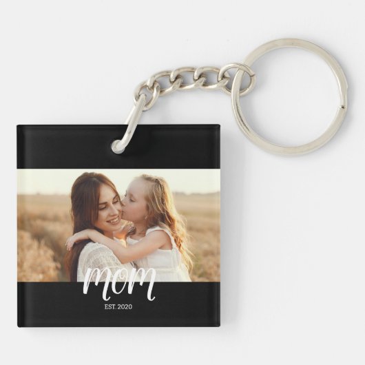 Porte-clés Mom Established Modern Script Photo Keychain (Dos)