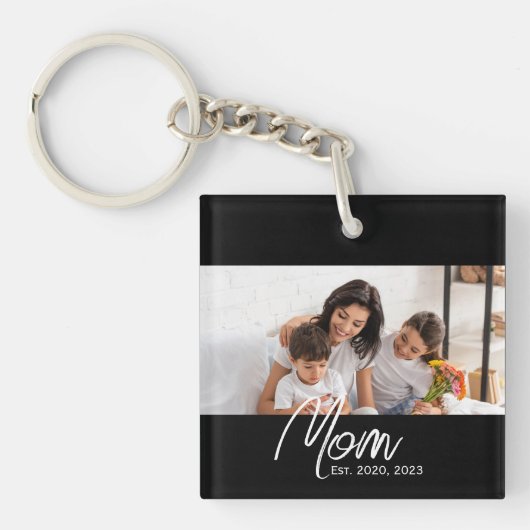 Porte-clés Mom Established Modern Script Photo Keychain (Devant)