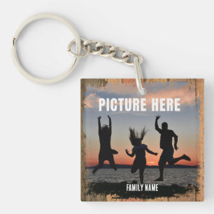 PORTE-CLÉS MOMENTS HEUREUX DE FAMILLE RUSTIQUE PHOTO SOUVENIR