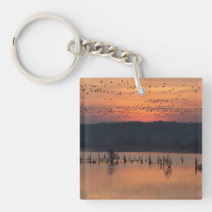 Porte-clés Moments romantiques Oiseaux au lever du soleil pho