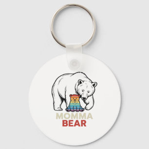 Porte-clés Momma Bear Arc-en-ciel Design de T-shirt avec Grav