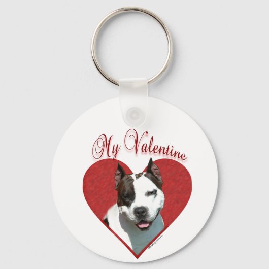 Porte-clés Mon AmStaff Valentine (Recto)