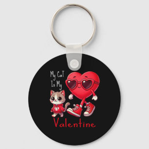 Porte-clés Mon chat est mon Valentin Funny Cat Lover Heart Va