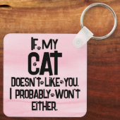 Porte-clés Mon chat ne vous aime pas, Citation drôle de chat, (Verso)