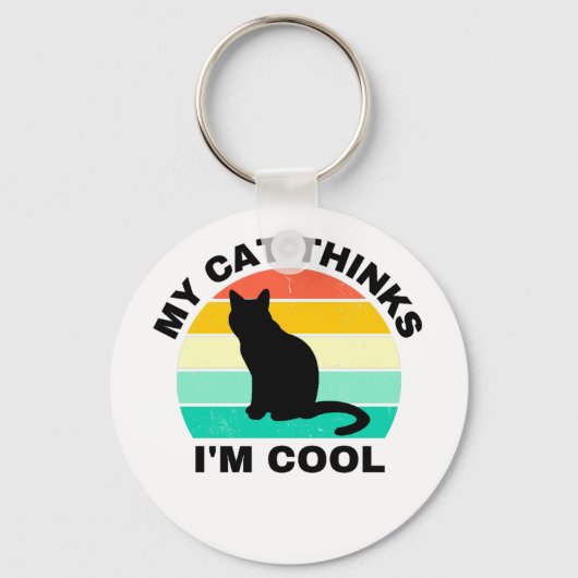 Porte-clés Mon chat pense que je suis Cool (Recto)
