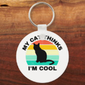 Porte-clés Mon chat pense que je suis Cool (Recto)